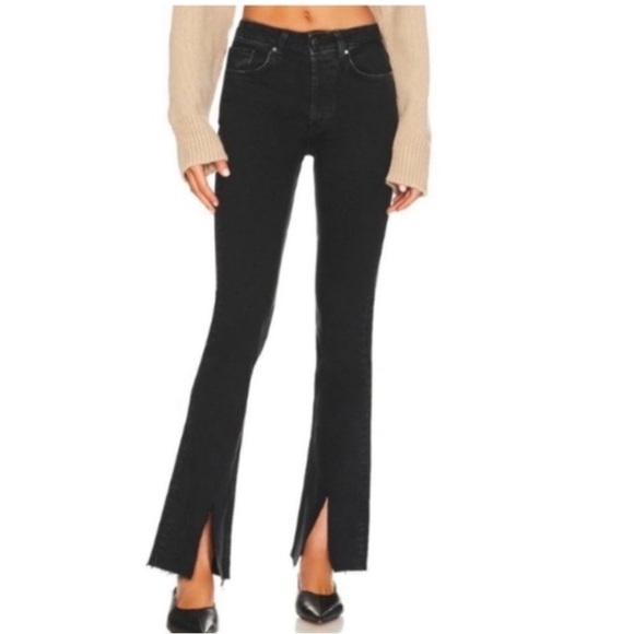 ANINE BING JEANS ROXANNE BLACK TIE Flare Size 32 NWT - Picture 2 of 16